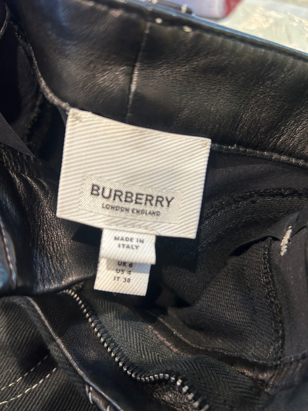 Burberry Black Denim Skinny Leather Pants with Heart Motif jeans Sz 4 - Picture 3 of 3